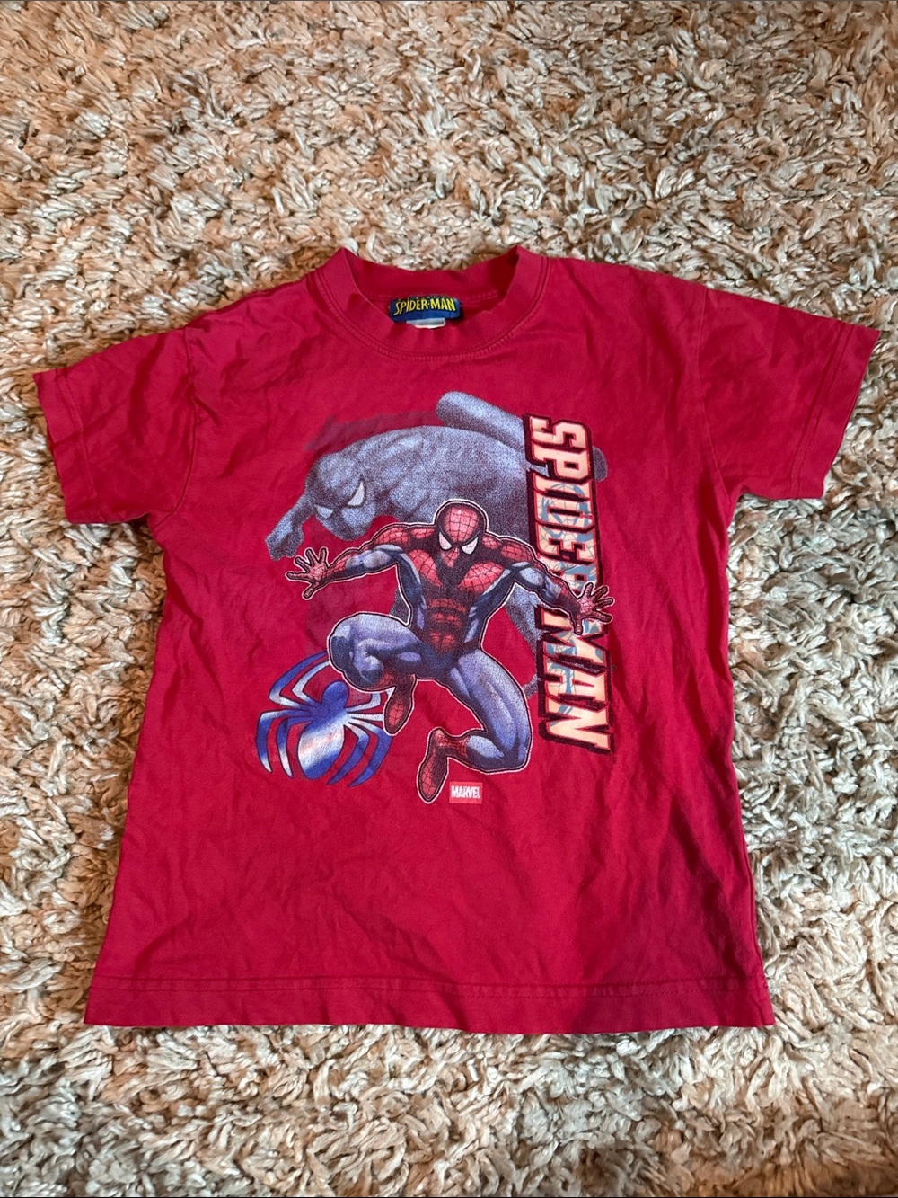 Vintage Y2K Marvel Spider-Man Red Action Graphic Tee Kids